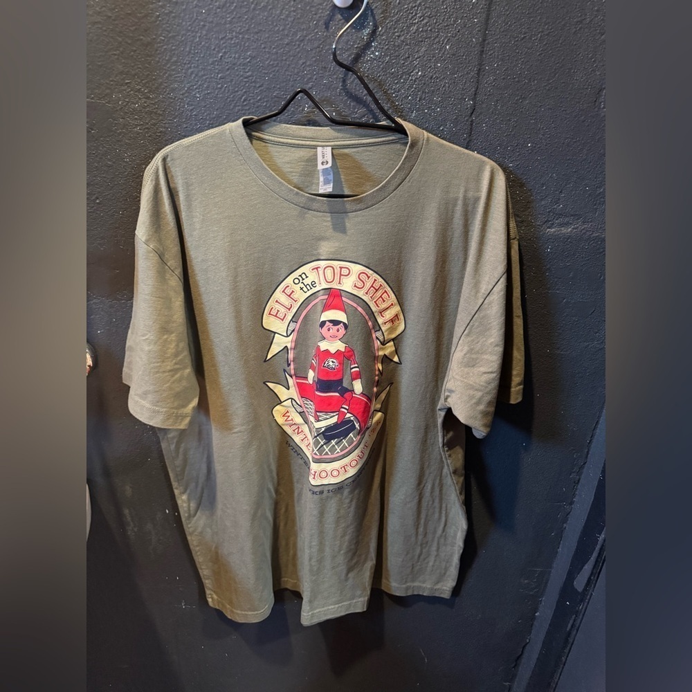 Portland Winterhawks Elf on the Top Shelf Green Short Sleeve Tee